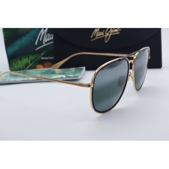 Maui Jim Fair Winds MJ 554-16UTD Black/Gold Aviator Sunglasses Gray polarized - Picture 3 of 6